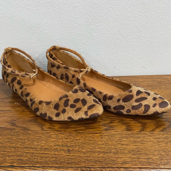 Gap Faux Fur Cheetah Ankle Strap Low Wedges Size 10 - Picture 3 of 8